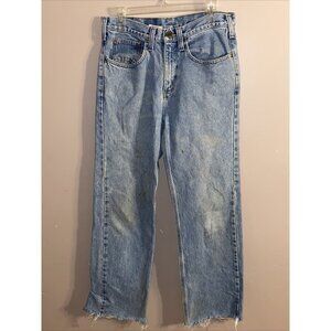 Carhartt L Relaxed Fit Jeans Sz 32X30 (Tag 32x32) Distressed Stained Cut Off Hem